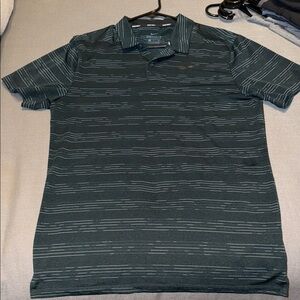 Nike Men's Dark Green Striped Polo Shirt